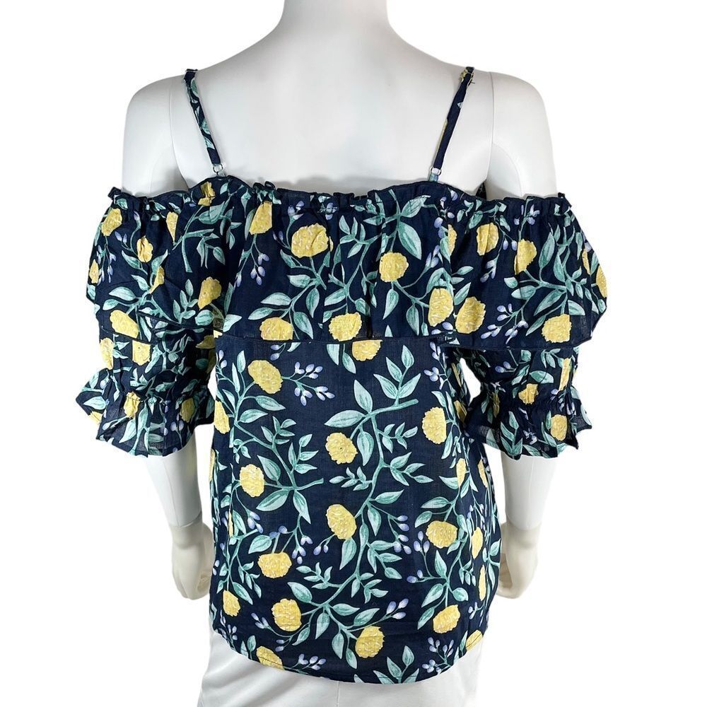 Love Riche Cold Shoulder Ruffle Floral Blouse Coquette Print - Picture 5 of 8
